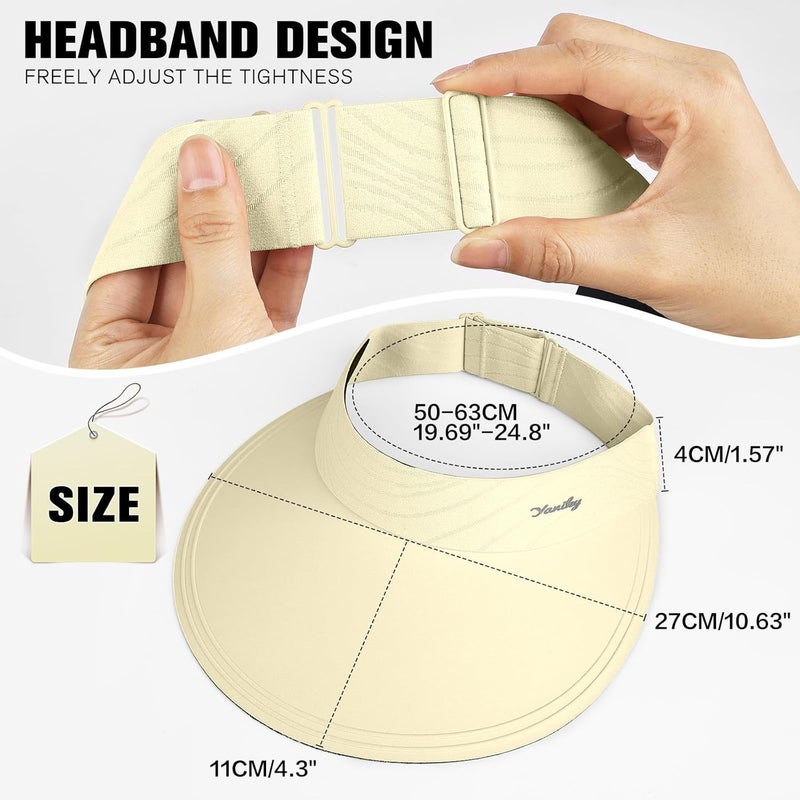 YANIKY Sun Visor for Women Wide Brim Summer UPF50+ UV Protection Seamless Sun Hats Foldable Beach Cap - Image 4